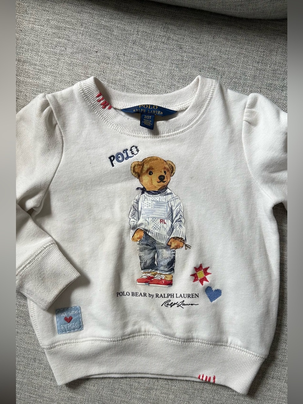2T Ralph Lauren White Polo Bear Cotton Sweatshirt